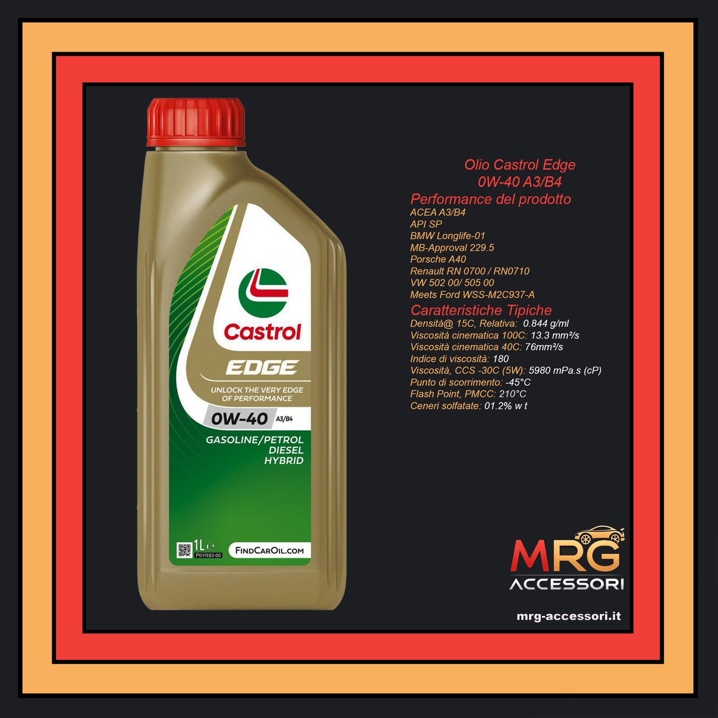Castrol Edge 0W-40 A3 B4 1LT